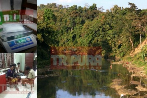 3 Mizoram drug smugglers nabbed with brown sugar over Longai river bridge at Mujaffar Nagar area : North Tripura turns paradise for international narcotics smuggling gangs, terrorist activities 3 Mizoram drug smugglers nabbed with brown sugar over Longai river bridge at Mujaffar Nagar area : North Tripura turns paradise for international narcotics smuggling gangs, terrorist activities
